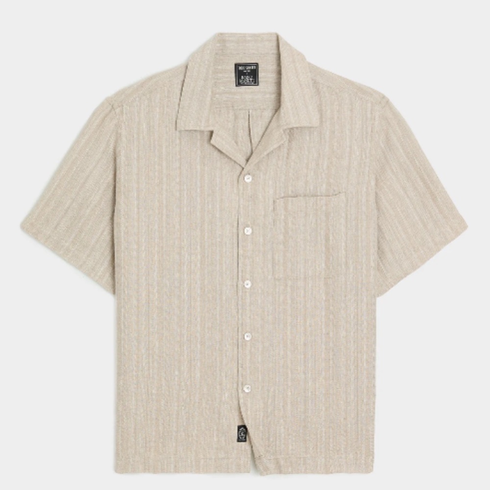 Todd Snyder Textured Cropped Sea Soft Irish Linen Camp Collar Shirt